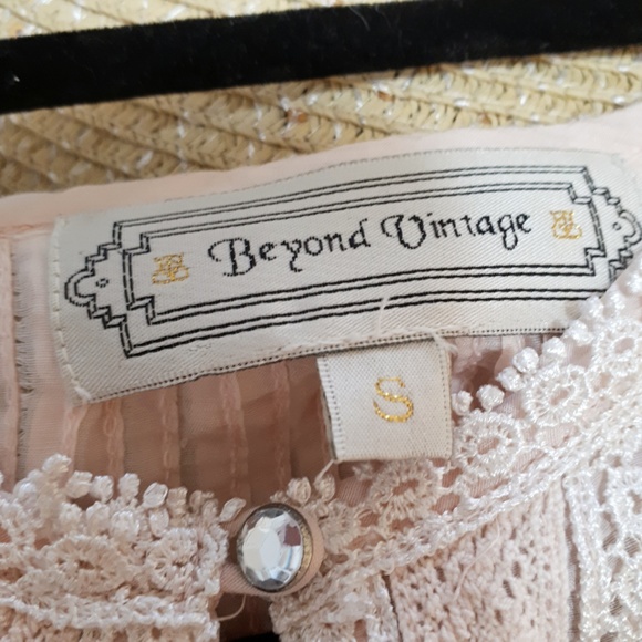 Beyond Vintage Cotton Silk Pink Peasant Blouse Sm - Picture 5 of 6